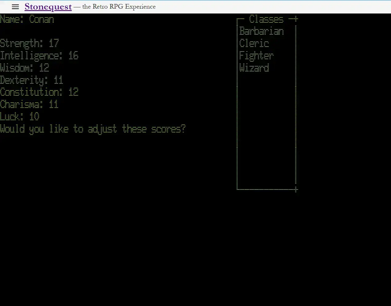 screenshot from game