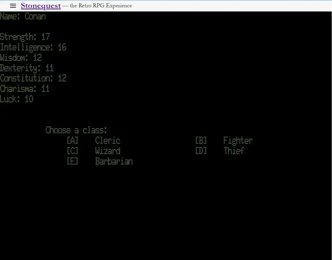 screenshot from game