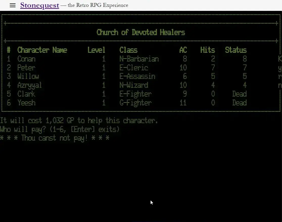 screenshot from game
