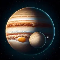 Jupiter is roughly 14,477 times larger than its largest